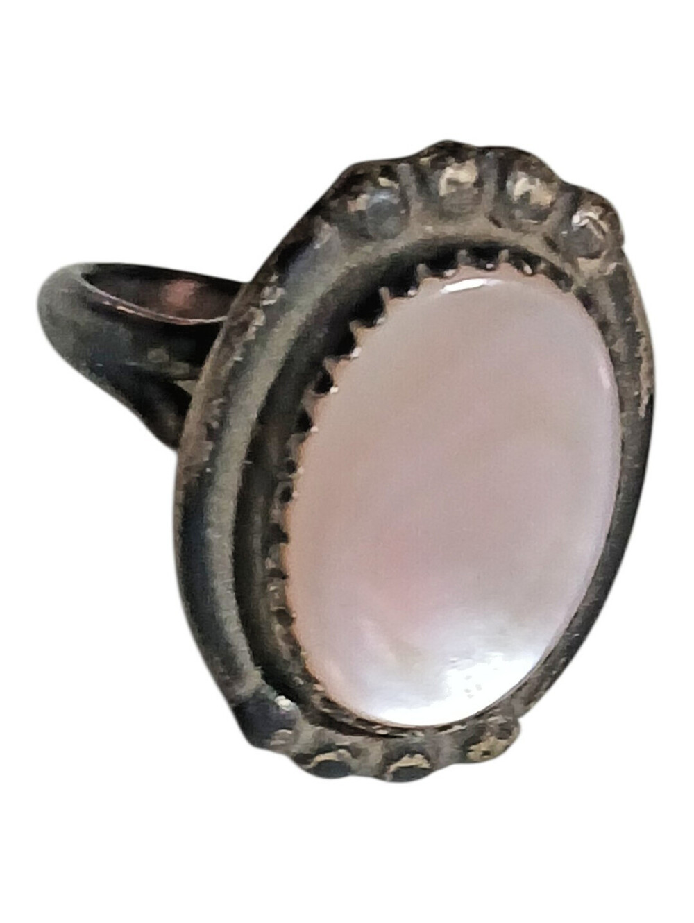 Vtg S. Silver Navajo Pink Shell Size 4.75 Ring Old Native Pawn